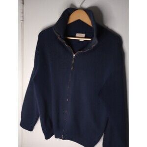 Avalanche Vintage Mens Zippered Ski Sweater Navy Blue RARE Virgin Wool OOAK Med